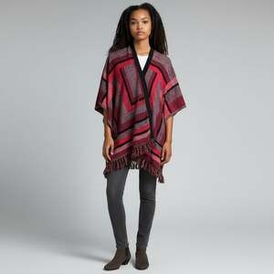 Lucky Brand Geometric Boho Fringe Open Front Poncho Cardigan Women Size M/L